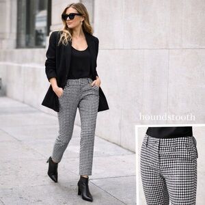 Express Columnist Houndstooth Pants 4R Black White Slim Ankle Career Trousers